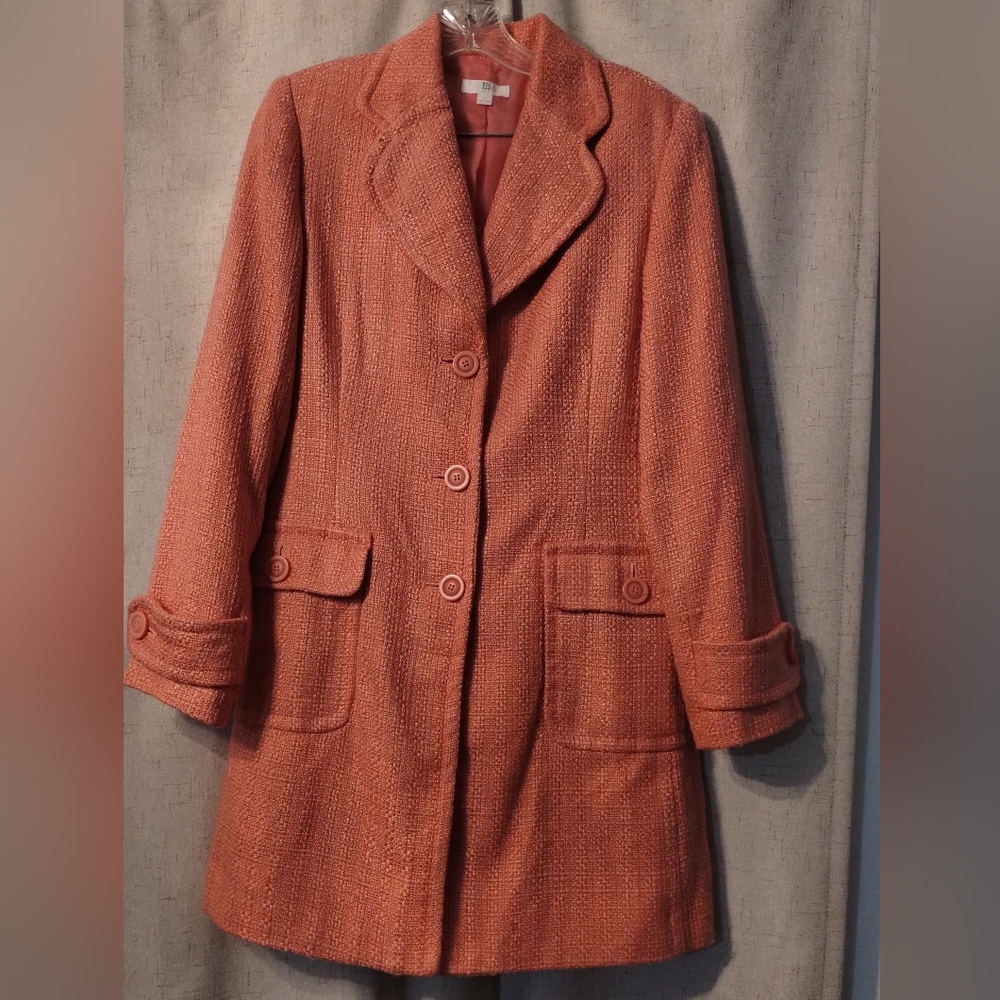 Beautiful Apt 9 Coral Salmon Color Medium Weight Jacket Size 6 Deep Pockets